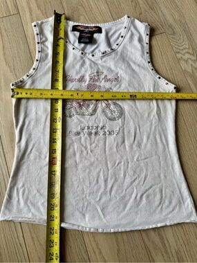 Studded White Sleeveless Graphic Tank Top